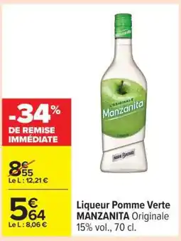Carrefour Liqueur Pomme Verte MANZANITA Originale offre