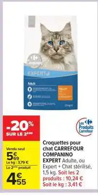 Carrefour Croquettes pour chat CARREFOUR COMPANINO EXPERT offre