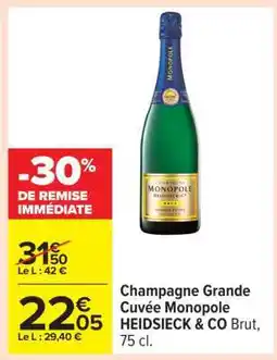 Carrefour Champagne Grande Cuvée Monopole HEIDSIECK & CO Brut, 75 cl offre