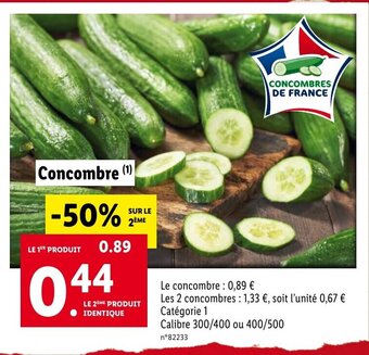 Lidl Concombre offre