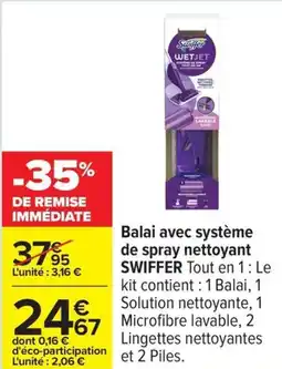 Carrefour Balai avec système de spray nettoyant swiffer offre