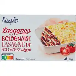 Carrefour Simpl lasagnes à la bolognaise surgelées offre
