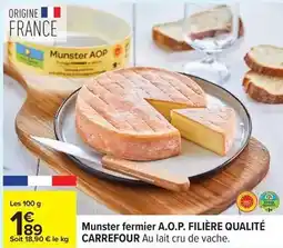 Carrefour Carrefour - munster fermier a.o.p. filière qualité offre