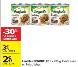 Carrefour Bonduelle - lentilles offre
