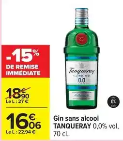 Carrefour Tanqueray - gin sans alcool offre