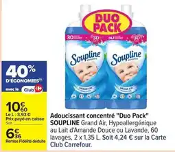 Carrefour Soupline - adoucissant concentré duo pack offre