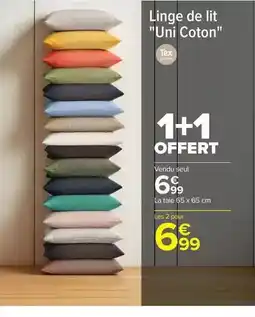 Carrefour Tex - linge de lit uni coton offre
