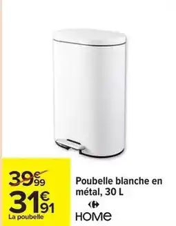 Carrefour Poubelle blanche en métal 30 l offre