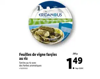Lidl Feuilles de vigne farcies au riz offre