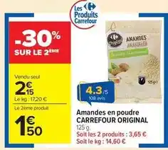 Carrefour Market Carrefour - amandes en poudre offre