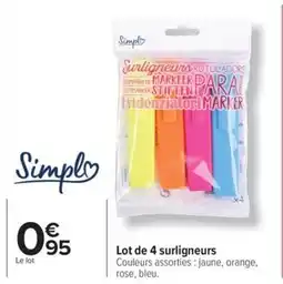 Carrefour Lot de 4 surligneurs offre