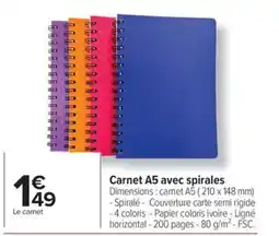 Carrefour Carnet A5 avec spirales offre