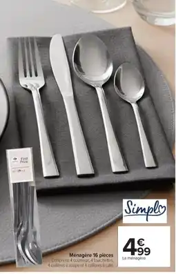 Carrefour Ménagère 16 pièces offre
