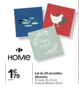 Carrefour Lot de 20 serviettes décorées offre