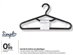 Carrefour Lot de 6 cintres en plastique offre