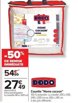 Carrefour Couette home cocoon offre