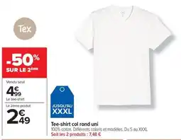 Carrefour Tee-shirt col rond uni offre
