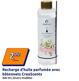 Action Recharge d'huile parfumée avec bâtonnets CreaScents offre