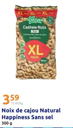Action Noix de cajou natural happiness sans sel offre