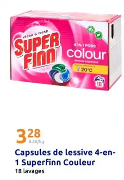 Action Capsules de lessive 4-en- 1 superfinn couleur offre