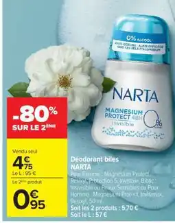 Carrefour Déodorant billes NARTA offre