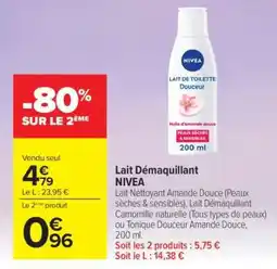 Carrefour Lait Démaquillant NIVEA offre