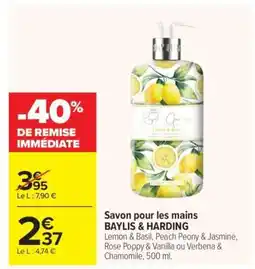Carrefour Savon pour les mains BAYLIS & HARDING offre