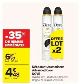 Carrefour Déodorant Atomatisateur Advanced Care DOVE offre