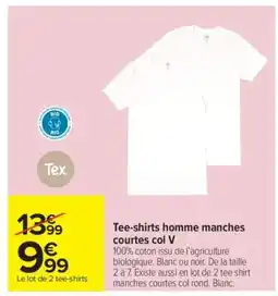 Carrefour Tee-shirts homme manches courtes col V offre