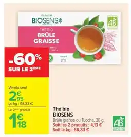 Carrefour Thé bio BIOSENS offre
