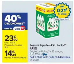 Carrefour Market Lessive liquide XXL PACK Ariel offre