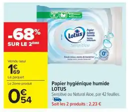 Carrefour Market Papier hygiénique humide LOTUS offre