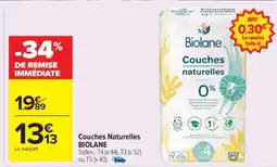 Carrefour Market Couches Naturelles BIOLANE offre