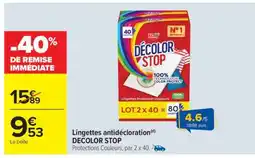 Carrefour Market Lingettes Antidécoloration Décolor Stop offre