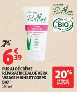 Auchan Puraloé crème réparatrice aloe vera offre