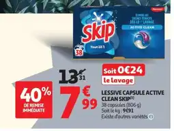 Auchan Lessive capsule active clean skip offre