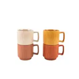 Carrefour Carrefour home lot de 4 mugs empilables colorés offre