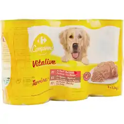 Carrefour Carrefour companino terrines pour chien vitalive offre