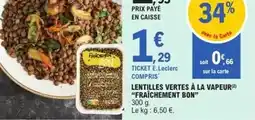 E.Leclerc E.leclerc - lentilles vertes à la vapeur offre