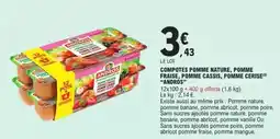 E.Leclerc Andros - compotes pomme nature, pomme fraise, pomme cassis, pomme cerise offre