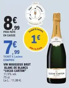 E.Leclerc E.leclerc - vin mousseux brut blanc de blancs offre