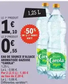 E.Leclerc Carola - eau de source d'alsace aromatisée gazeuse offre