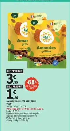 E.Leclerc Sun - amandes grillées sans sel offre