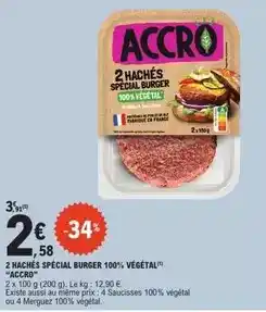 E.Leclerc Accro - 2 hachés spécial burger 100% végétal offre