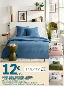 E.Leclerc Parure housse de couette + thane d'oreiller 63x63cm today offre