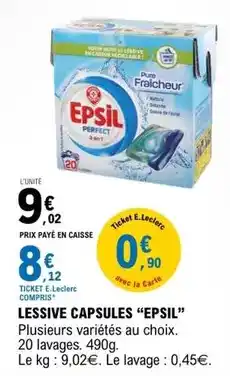 E.Leclerc Epsil - lessive capsules offre
