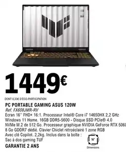 E.Leclerc Asus - pc portable gaming asus 120w offre