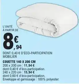 E.Leclerc Couette 140 x 200 cm offre
