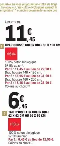 E.Leclerc Drap housse coton bio offre