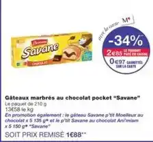 Monoprix Brossard - gâteaux marbrés au chocolat pocket savane offre